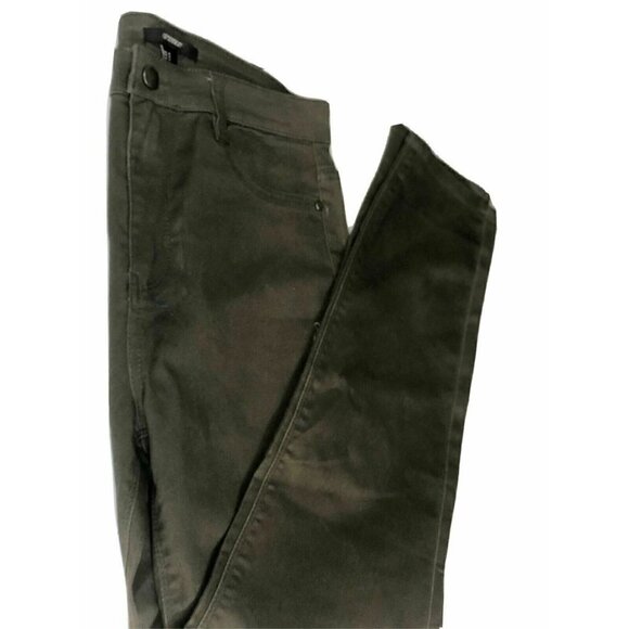Forever 21 Women's Coated Skinny Army Green High W - Picture 3 of 8